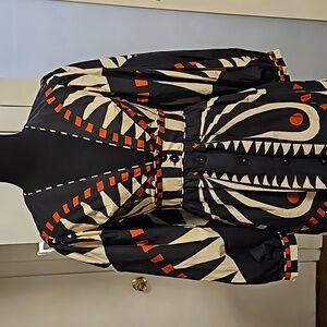 Farm Rio black coconut grove puff sleeve maxi dress XS